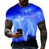 2024 Summer New Men's Oversized T-Shirt Casual Lightning Cool 3D Digital Printed T Shirts for Men Short Sleeve Tee Shirt Men Hot