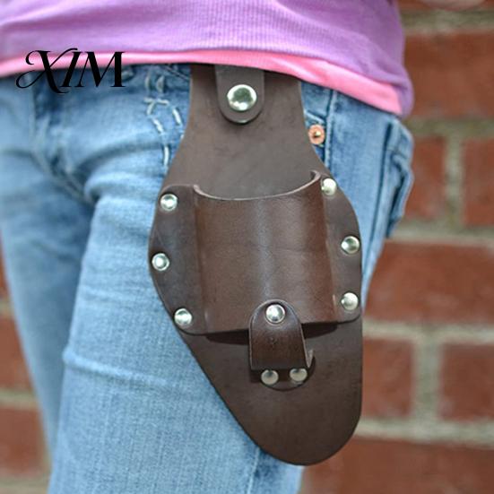 Portable Drink Holder for Camping Faux Leather Beer Holster Belt, Bottle with Rivet Strap, Belt Mounted Soda Hands Free Carrier Hiking And Outdoor