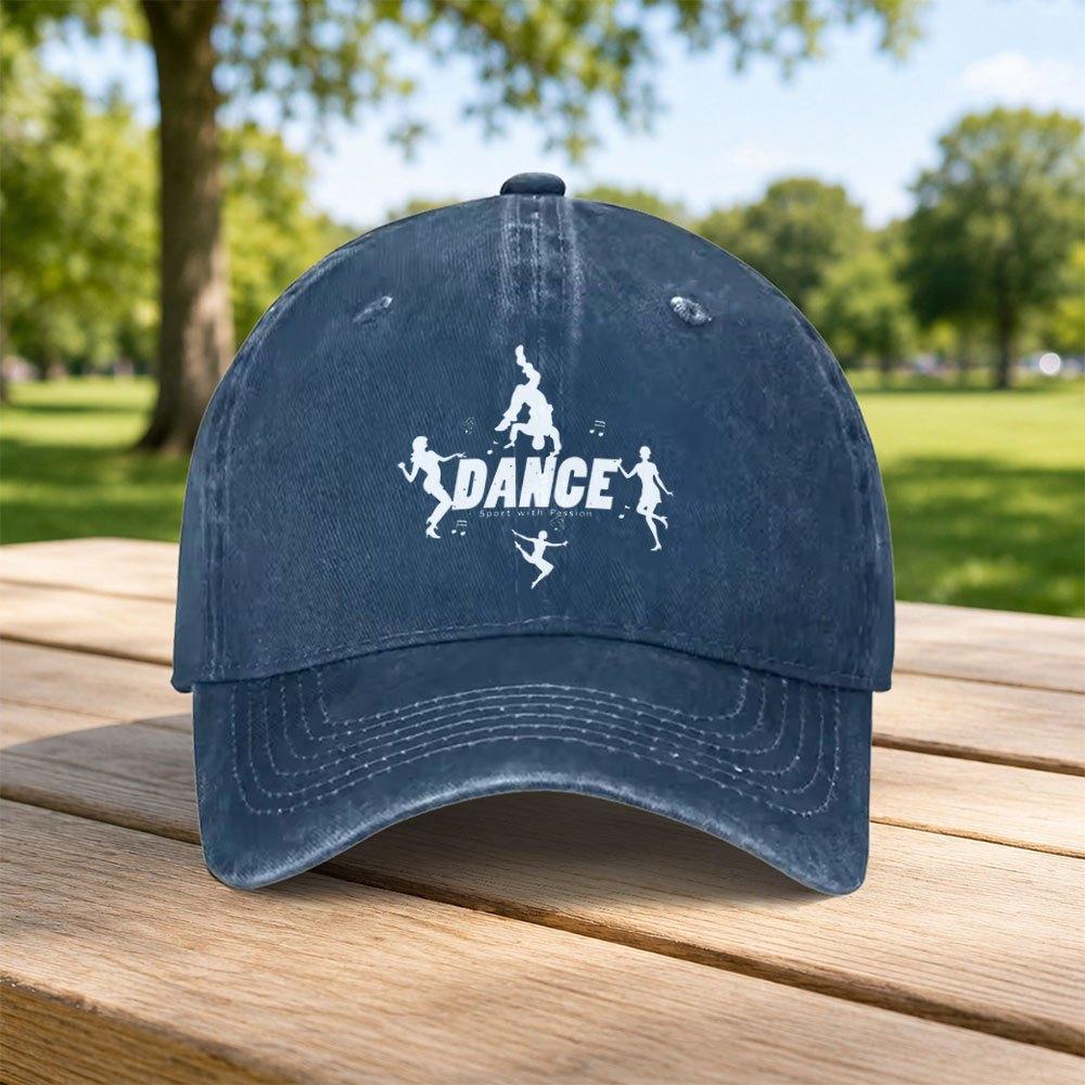 Classic DANCE Hip Hop Printed Washed Baseball Cap Unisex Casual Duckbill Hat for Street Wear Outdoor Travel Parties