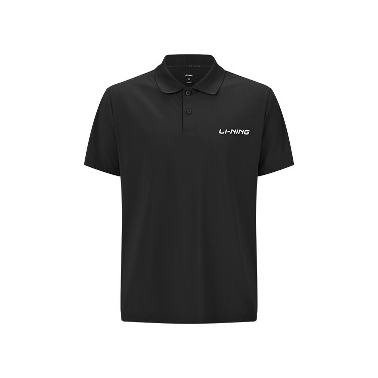 Li Ning Серия Настольный теннис Принт Повседневный Универсальный Удобный Футболка-поло с коротким рукавом Унисекс Футболки-поло Черный APLV545-1