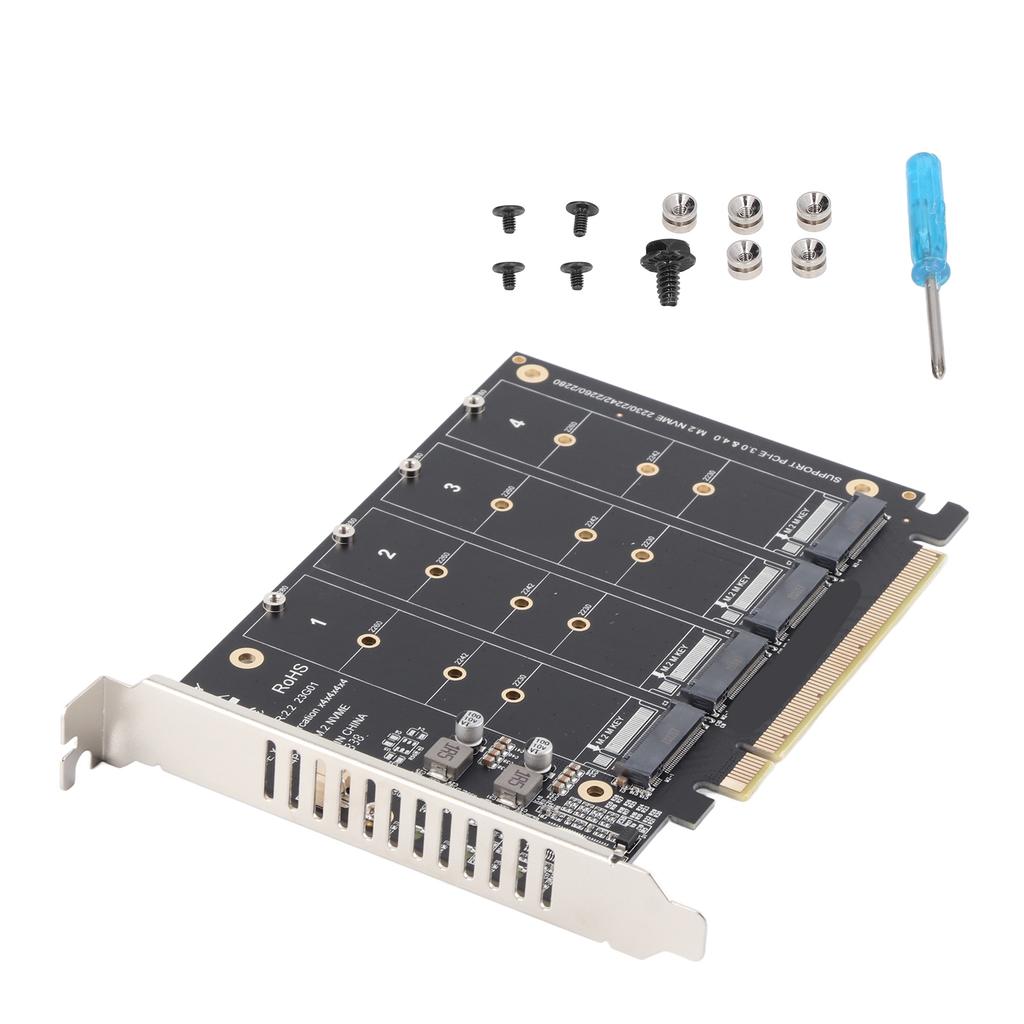 Адаптер M.2 NVME SSD to PCIE X16, 4-портовая высокоскоростная карта Soft Raid 4x32 Гбит/с с индивидуальным светодиодом