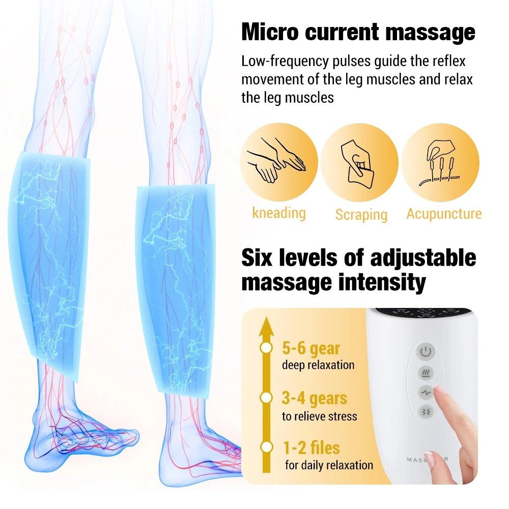 EMS массажер для голени и бедра с подогревом, прессотерапия ног, воздушная прессотерапия, реабилитация мышц стопы, физиотерапия, кровообращение, сангвиник Джамбе