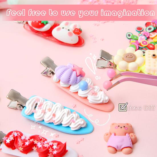 1 комплект, заколка для волос, материал «сделай сам», крем с имитацией мультфильма, быстросохнущий клей, шлейф, креативные блестки