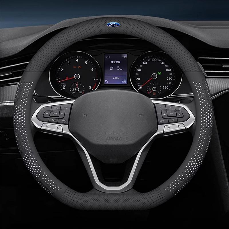 Руль j265 Кожаный Защитный Чехол Противоскользящий Дышащий Для Ford Focus Fiesta Shelby Mondeo Kuga MK2 MK3 Mustang MAX Taurus