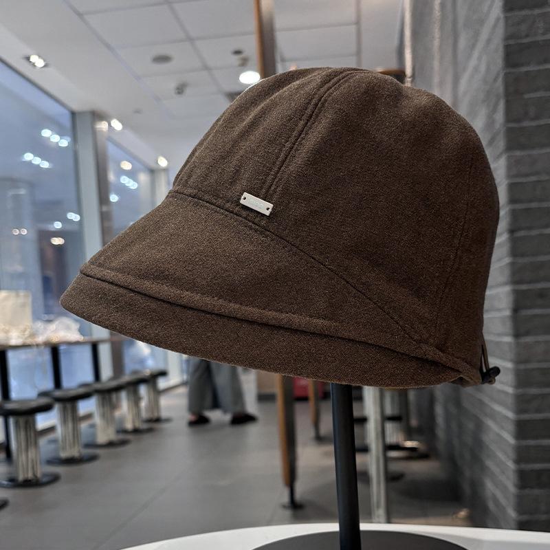 New simple basin hat women's autumn and winter thick plain casual versatile face small basin hat travel sunscreen visor