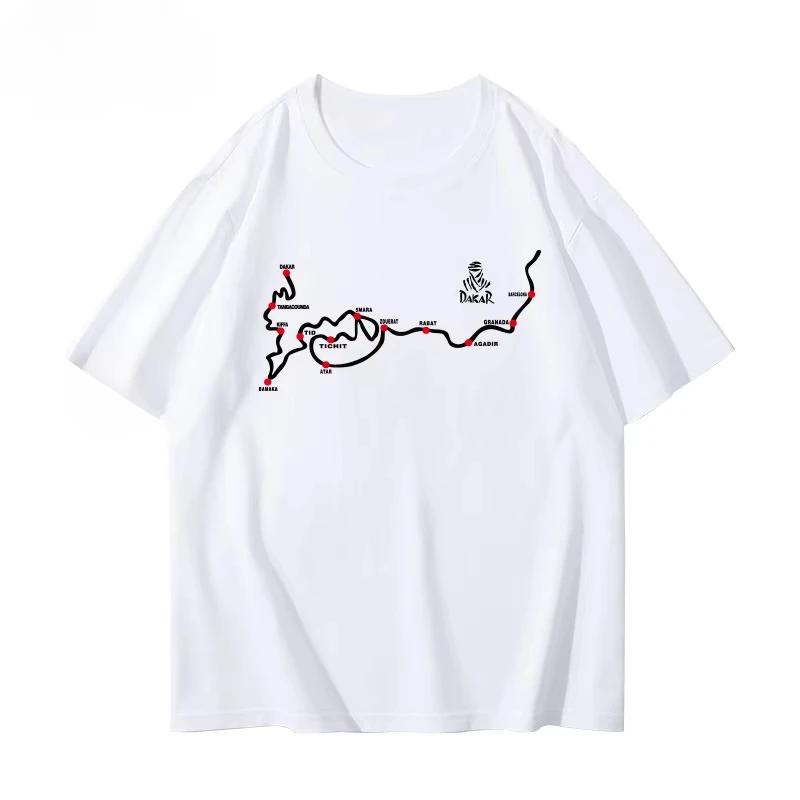 Хлопковая футболка с коротким рукавом Ралли Дакар 2025 Лето Высококачественная Мужская Женская Повседневная Футболка Модная Уличная Одежда Для Отдыха Мягкий Топ
