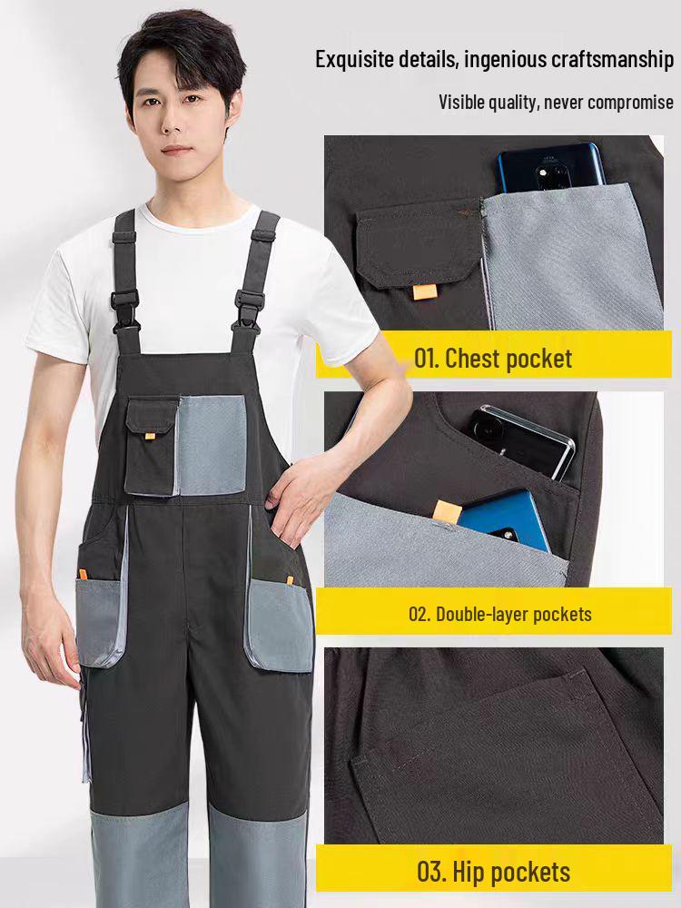 Custom Multi-Pocket Wear-Resistant Jumpsuit with Spring and Autumn Overalls for Men and Women