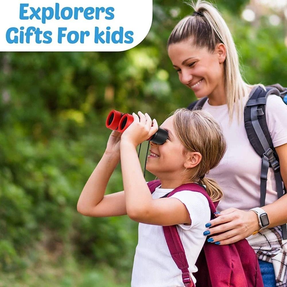 Shock-Proof Kids Binoculars Toy Set 4X30 High Resolution Binocular Small Telescope Boys Girls
