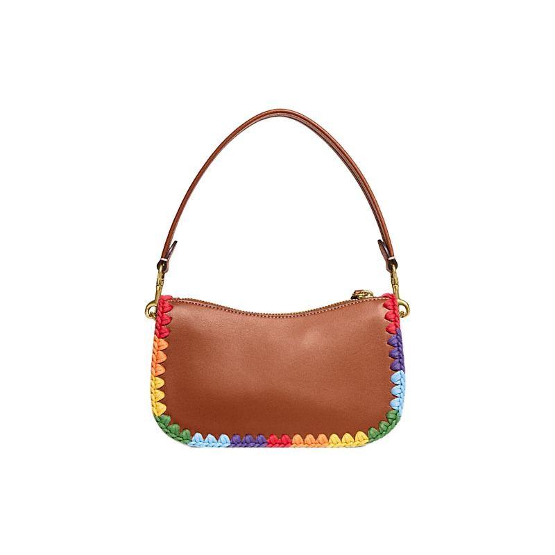 COACH Swinger Cow Leather Shoulder Bag Small Women's Brown CJ785-B4TT4