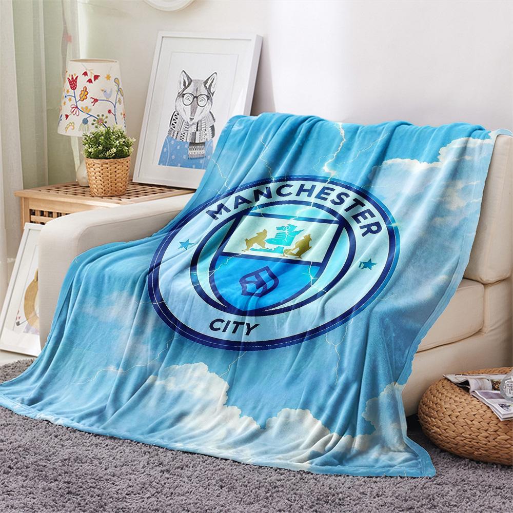 Man City Flannel Blanket, High quality Comfortable for All Seasons, Home Decor, Warmth and Comfort