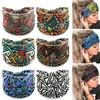 Wide Sweat Absorbing Sports Headband Quick Drying Stretchy Women Bohemia Style Plaid Pattern Yoga Headwrap
