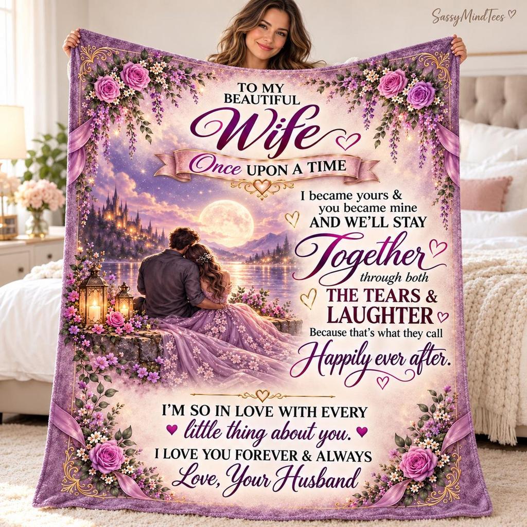 Personalized To My Wife Blanket, Gift for Wife from Husband, Romantic Anniversary Gift for Her, Gift for Wife, Valentine Fleece Blanket