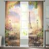 Париж Терраса Цветочная Мечта Шторы Для Гостиной Роскошные Тюлевые Шторы Для Детской Спальни Кухня Комната Современный Стиль Прозрачные Шторы