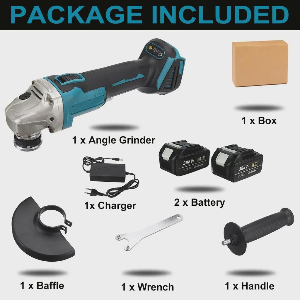 125 В аккумуляторная бесщеточная литиевая угловая шлифовальная машина и полировальная машина с прочным пластиковым корпусом