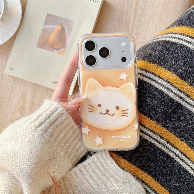 Милый Чехол для Телефона с Кошкой и Браслетом-Шнурком из Бусин для iPhone 17 16 15 14 Pro Max Ударопрочный Мягкий ТПУ Защитный Чехол для Девочки
