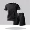Men's Summer Ice Silk Printed Short Sleeve T-shirt & Drawstring Shorts Sports Set