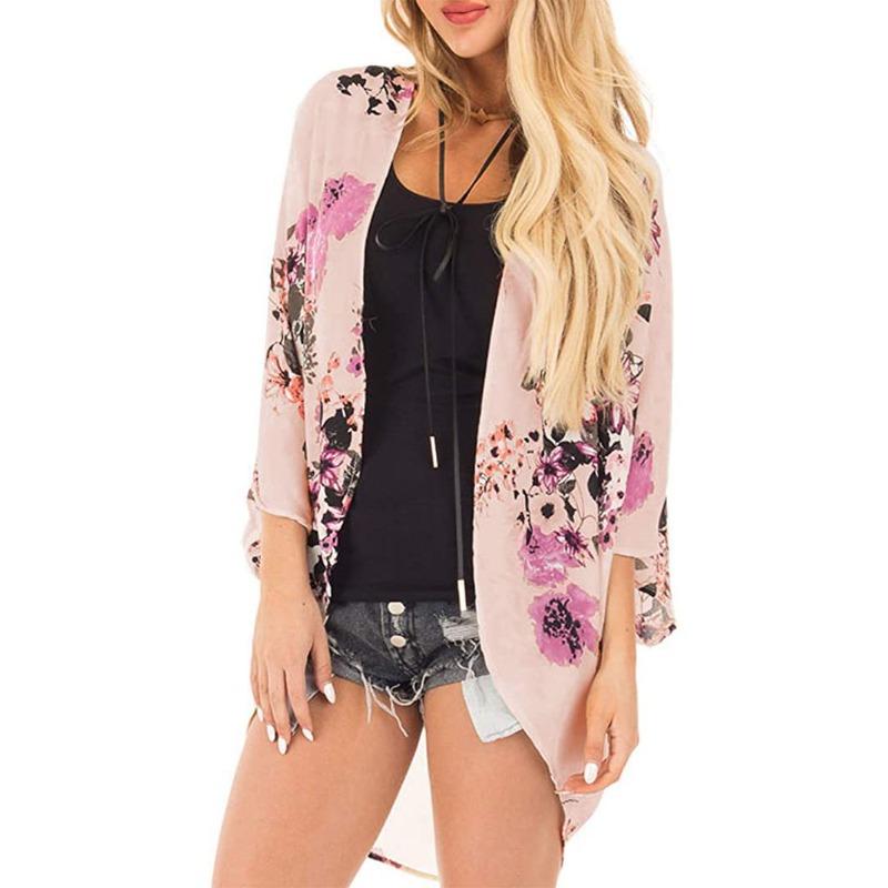 YYFS Женская мода повседневная летняя весна цветочный узор принт блузки и рубашки рукава 3/4