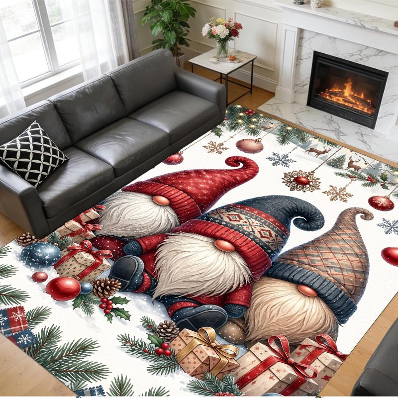 Christmas Printed Square Area Rug Soft Non Slip Floor Carpet For Bedroom Holiday Gift