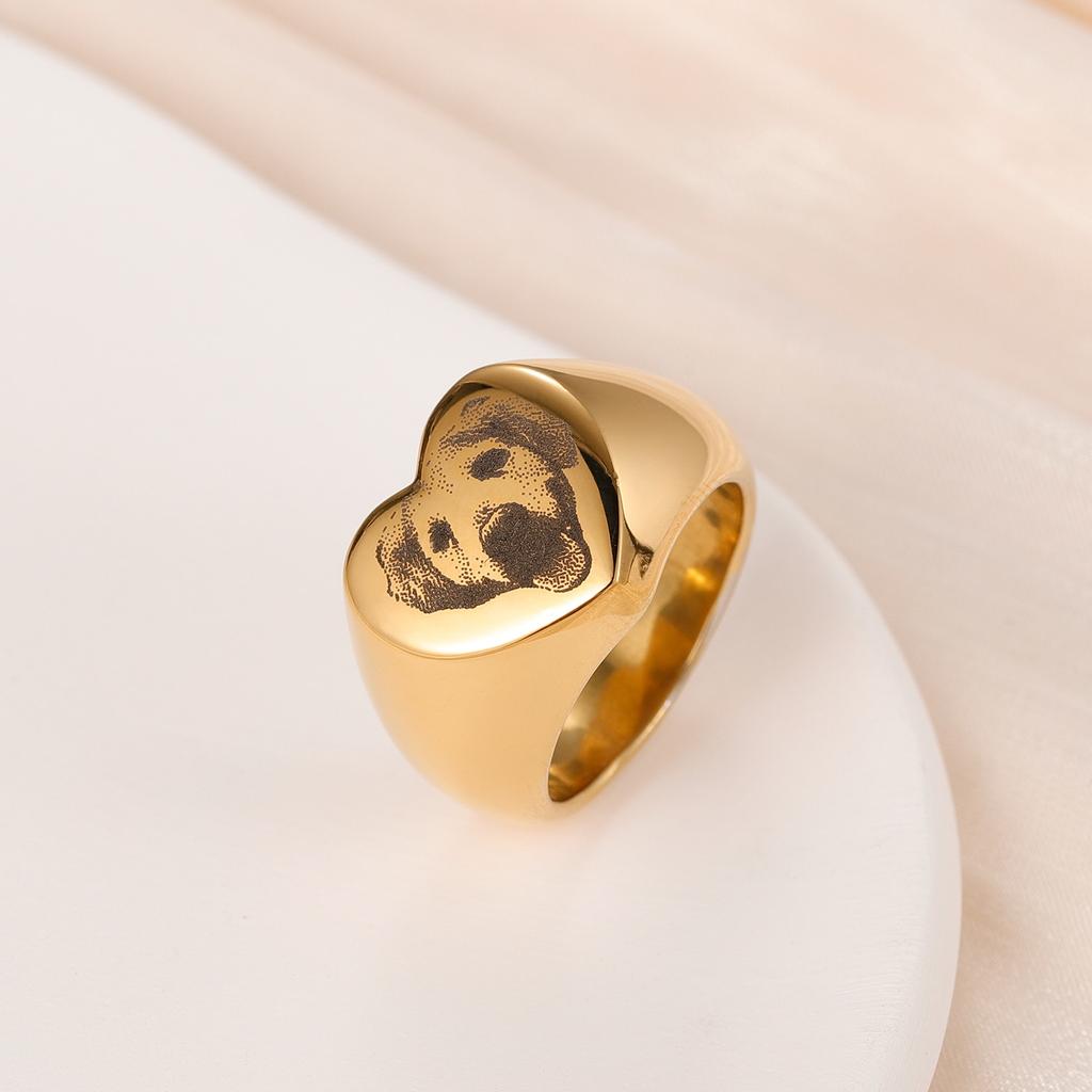 Signet Custom Pet Portrait Ring Personalized Minimalist Rings Gifts For Pets Dog Ring Signet Ring Jewelry Dog Pet Lover Gifts