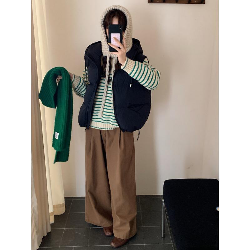 Маленький свободный короткий милый пуховый хлопковый жилет с капюшоном женский осенне-зимний новый пуховый хлопковый жилет