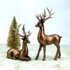 2 Packs Copper Animal Reindeer Figurines Resin Art Deco Decor for Home Sitting & Standing Elk Statues