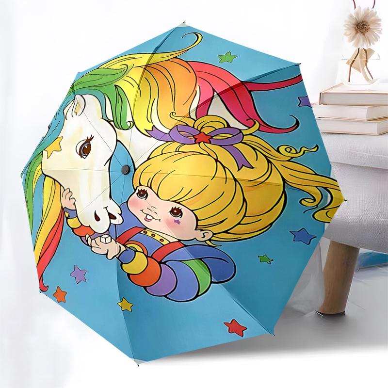 Rainbow Unicorn and Girl Umbrella: Automatic Opening/Closing, Foldable Design, Outdoor Use, Festival Gift for Fans and Travelers0104418a