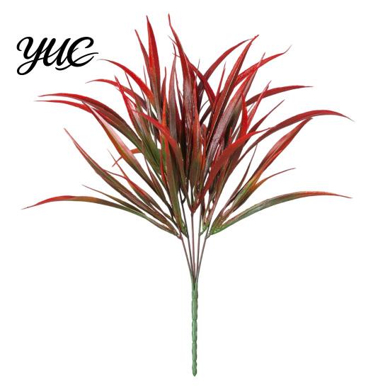 Artificial Greenery Decor 1/12Pcs 5-Fork Plants, UV Resistant Faux Stem Decoration, Realistic Fake Plants Plastic Grass for Outdoor Garden Patio Porch