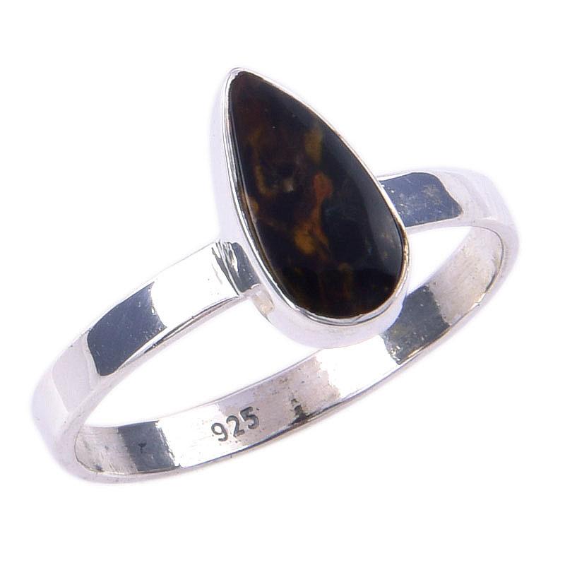 Натуральный камень Питерсит Ручной работы Кольцо из стерлингового серебра 925 пробы Размер 9 q1Y37