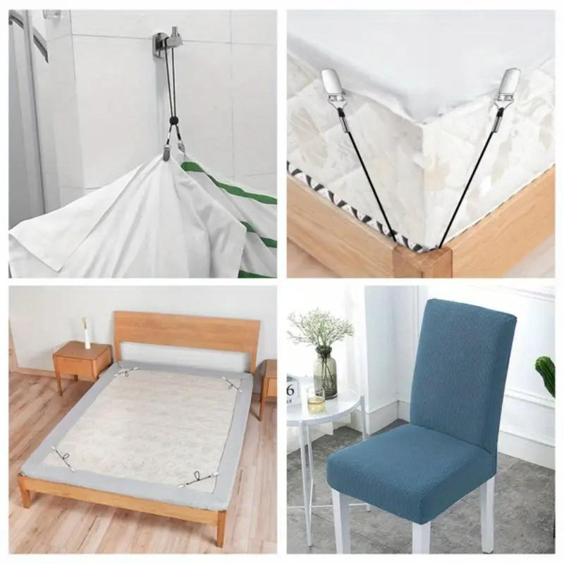 4шт. эластичный регулируемый натяжной шнурок для автомобиля, простыня, диванная подушка, одеяло, нескользящий зажим, фиксированный эластичный зажим