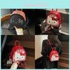 Мини мультяшный рюкзак для женщин из ПУ материала, уличный стиль, повседневный, с принтом в виде сетки и вышивкой Hello Kitty