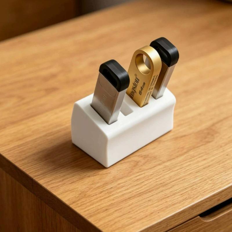Настольный органайзер - Коробка для хранения USB-накопителей - Органайзер на 4 слота для флеш-накопителей, Подходит для компьютерных столов, Офисные принадлежности