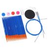 Circular Knitting Needle and Cable Set Blue Gold Color Double Head Interchangeable Needles for Home