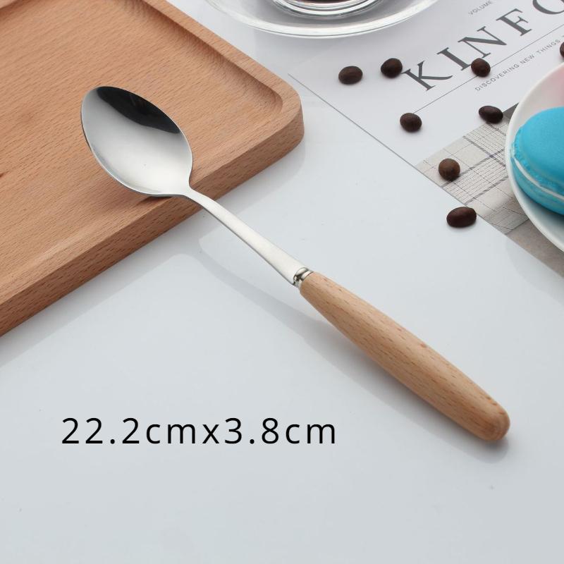 HANYANG креативная деревянная ручка из нержавеющей стали, западный нож и вилка, бытовая гостиничная ложка, рисовая ложка, суповая ложка, десертная ложка
