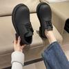 Fashion Fashion Boots Black Pu Leather Sports Platform Casual Women Big Toe Lace Raised Low Heel Shoes Infused with Street Style Loafers