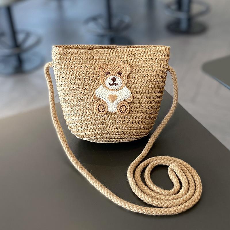 Children's hats summer boys cute straw hats baby sunscreen baby girl sunshade fisherman cool hat bag set summer