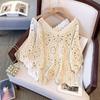 2025 New Summer Women V-Neck T-Shirt Basic Fashion Tops Lace Tees Casual Loose White Tees