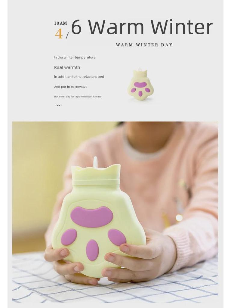 Силиконовый мешок для горячей/холодной воды Bear Paw: Грелка для рук и ледяной компресс «кошачья лапка», которую можно использовать в микроволновой печи