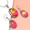 Tourmaline Set Gemstone Gift Wedding Party Bi-Color Pendant,Earring,Ring