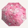 Pink Bunny Love Heart Automatic Opening and Closing Umbrella - Small Umbrella Suitable for Various Occasions, Portable 3-Fold Small Umbrella