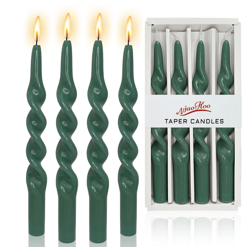 10inch Spiral Taper Candles Twisted Halloween Candlesticks Unscented Tapered Candles for Dinner Home Decor Party Wedding, 4 Pcs