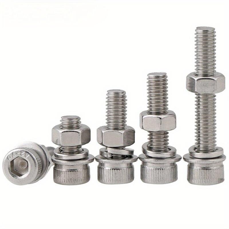 360-piece stainless steel socket head cap bolt and nut set, M4/M5, lengths 8mm, 12mm, 16mm, 20mm, for industrial equipment.