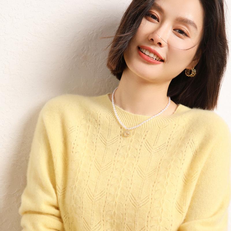 Женский осенне-зимний стиль, первая линия готовой одежды, кашемировая вязаная базовая рубашка, мягкий и эластичный теплый пуловер