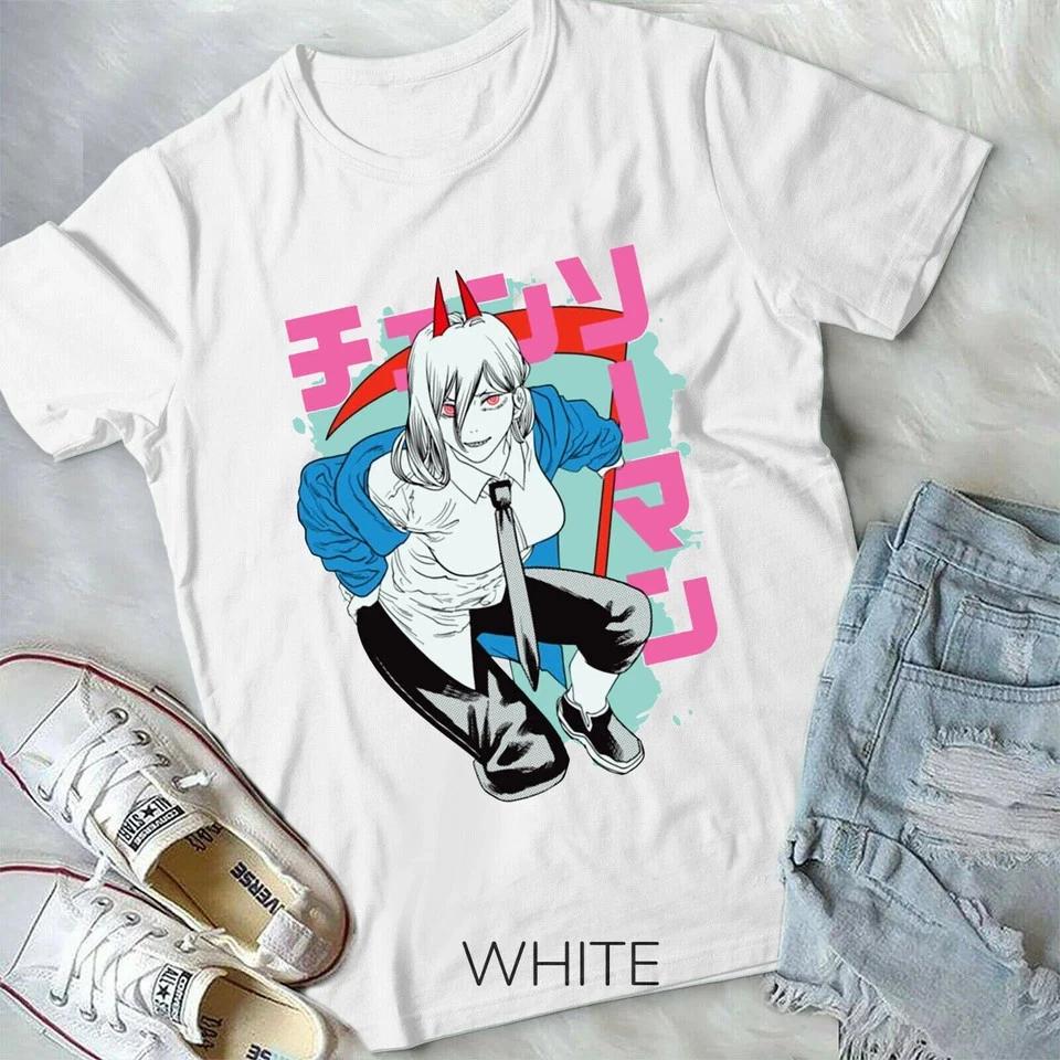 Power TShirt Chainsaw Unisex Shirt Blood FiendNew Anime Devil Hunter White