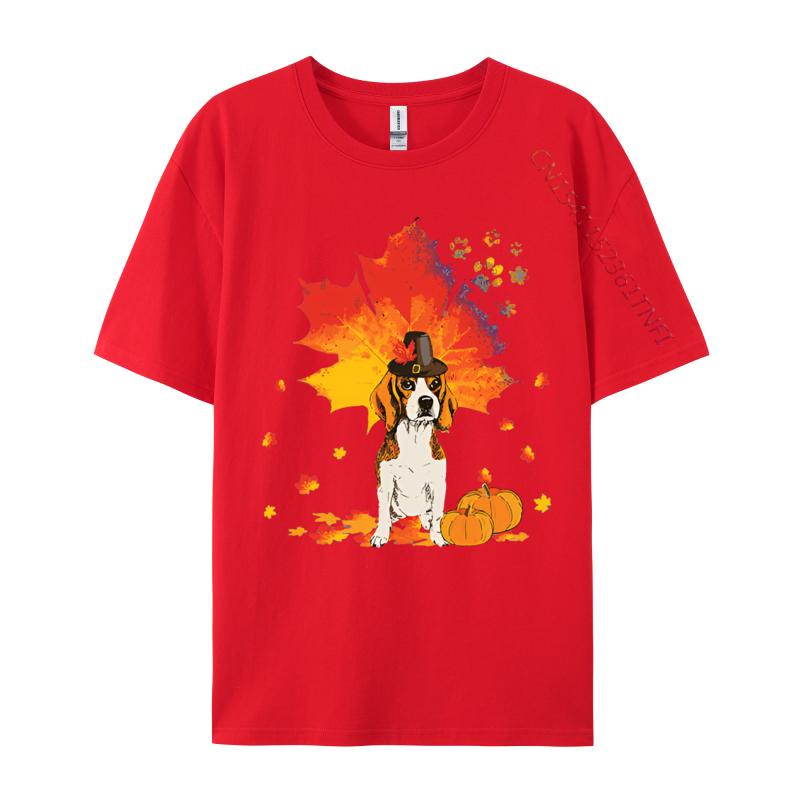 Beagle Autumn Leaf Fall Leaves Dog Lover Tshirt Vintage Tshirts Cotton TShirts Top Quality Funny Tshirt