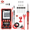 Wx666 Digital Mini Multimeter Soldering Iron Set True Rms Tranistor Meter With Ncv Data Hold 4000counts Flashlight
