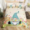 Tulip Gnome King Queen Duvet Cover Butterfly Floral Bedding Set Spring Garden Botanical Quilt Cover Polyester Comforter Cover
