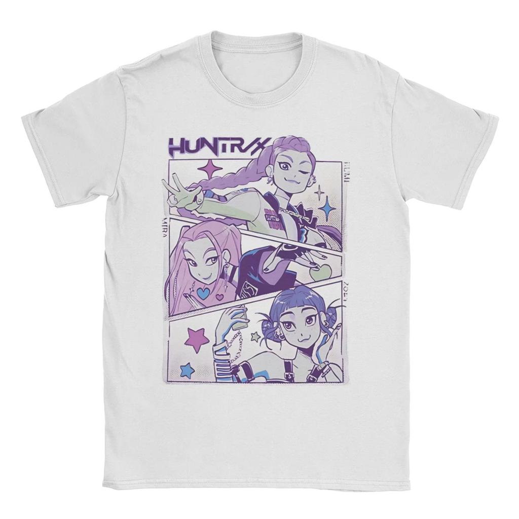 Мужские Женские Футболки Huntrix Kpop Охотники на Демонов Хлопковая Одежда Креативные Футболки с Коротким Рукавом и Круглым Вырезом Графические Футболки Топ