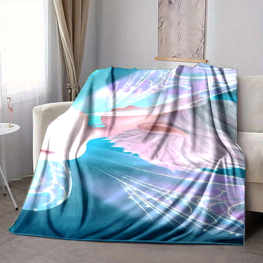 1Pc Fairy Dreams Blue Flannel Blanket, Soft And Comfortable, Casual Warm, Camping Travel, Christmas, Halloween Xmas Gift S117