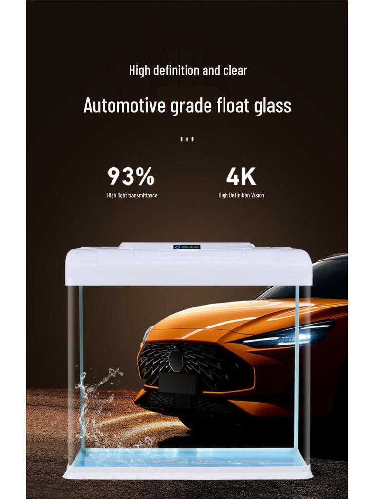 2024 Настольный прямоугольный стеклянный аквариум - Экологичный, Легкая смена воды, Идеально подходит для гостиной и маленьких золотых рыбок