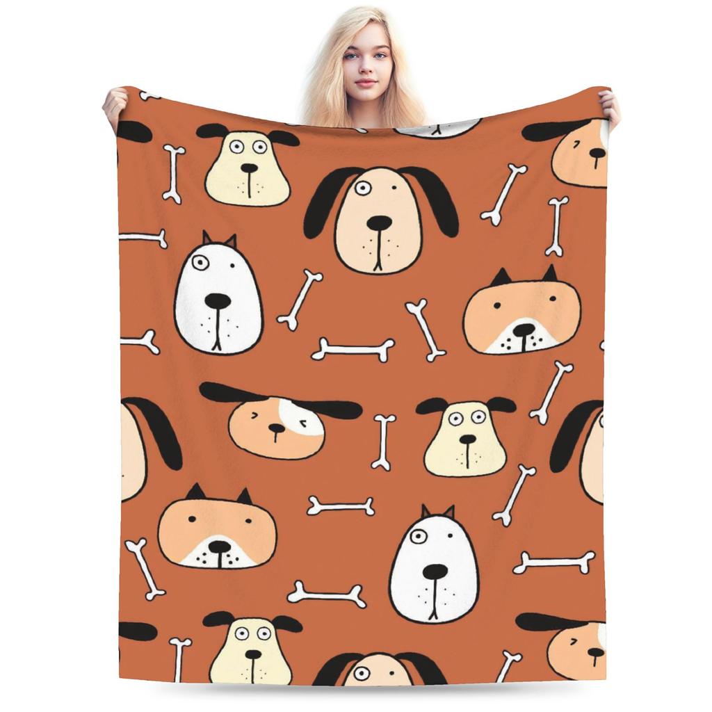 Retro Vintage Art Cute Dogs Warm Soft Blanket Kids Adult Plush Throw Blanket Novelty Outdoor Flannel Bedspread Sofa Bed Cover